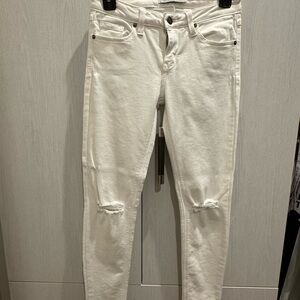 Just Black White Skinny Jeans with Knee Distressing